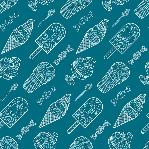 Crème glacée et bonbons motif de fond — Image vectorielle