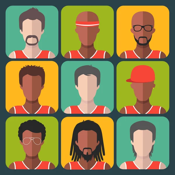 Set of team basketball players — Stock Vector