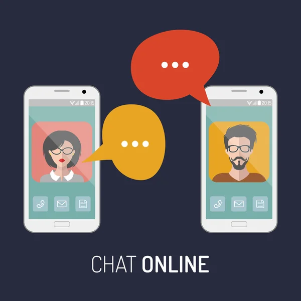 Online chat-sessie man en vrouw — Stockvector