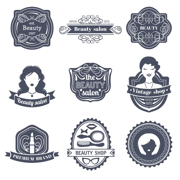 Güzellik salonu kadın logosu kümesi — Stok Vektör