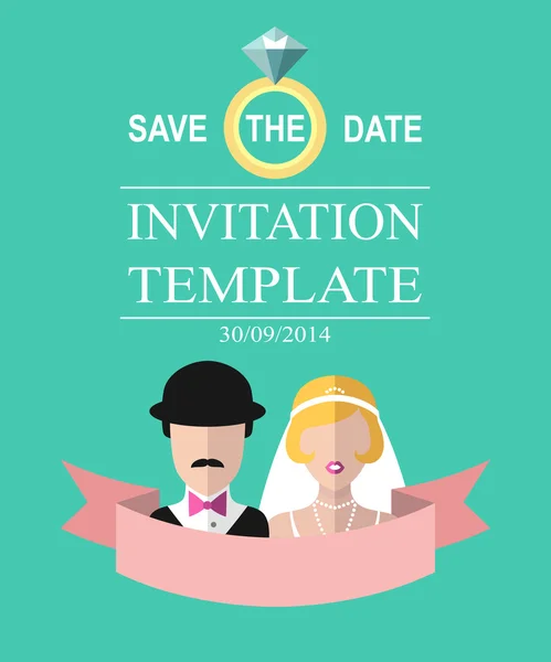 Tarjeta de invitación romántica de boda vintage — Vector de stock