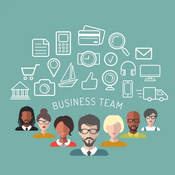 Иллюстрация управления бизнес-командой — стоковый вектор