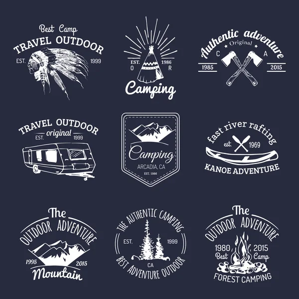 Set von Vintage-Camping-Logo. — Stockvektor