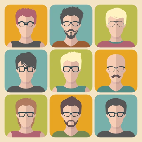 Ensemble d'hommes app icônes dans les lunettes — Image vectorielle