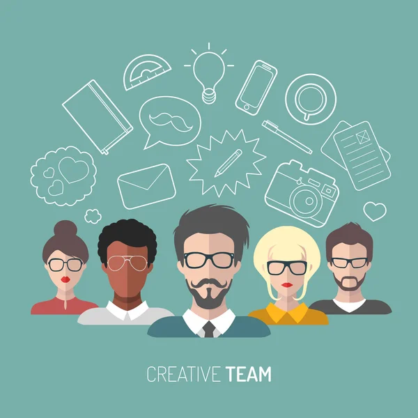 Ilustración de la gestión del equipo creativo — Archivo Imágenes Vectoriales