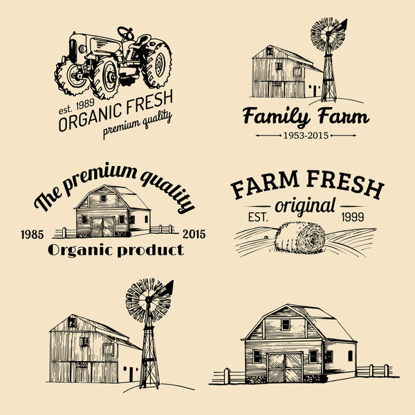 Retro set of farm fresh logotypes