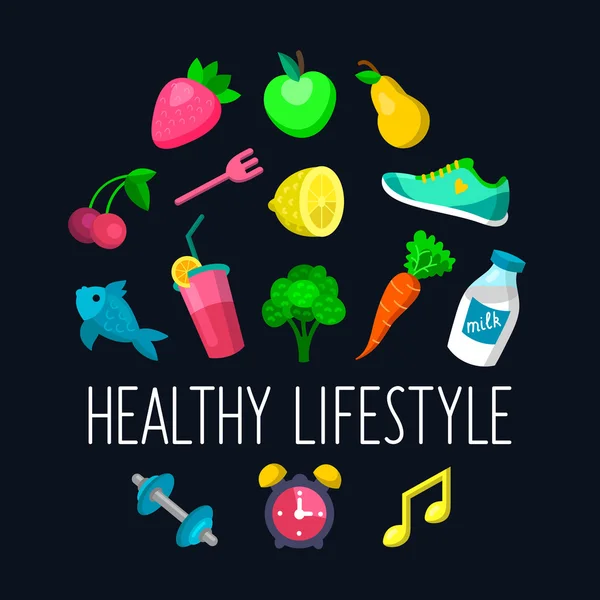 Set van gezonde levensstijl pictogrammen — Stockvector
