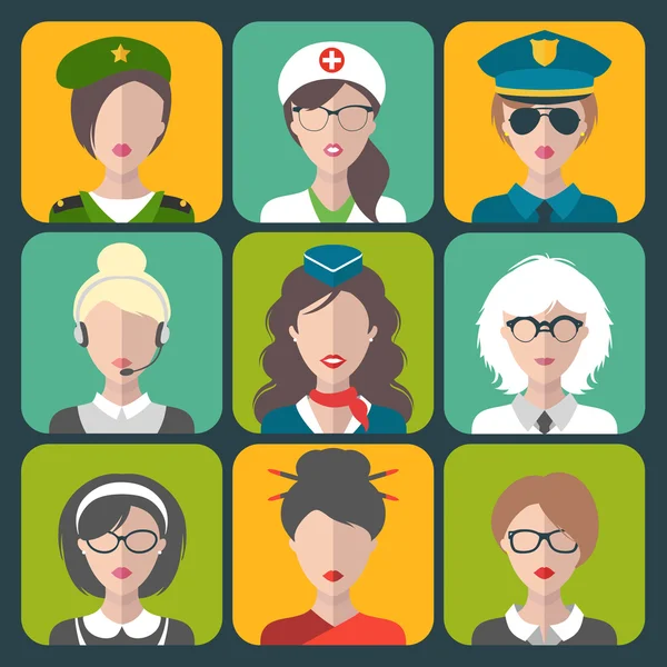 Set of different professions woman — Stock Vector