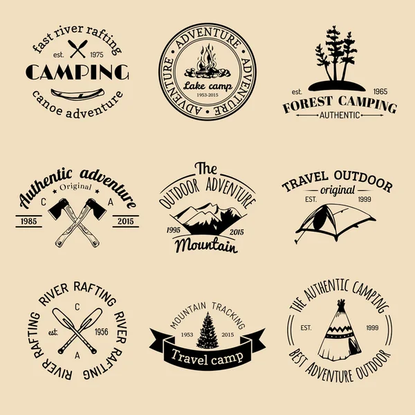 Set von Vintage-Camping-Logo — Stockvektor