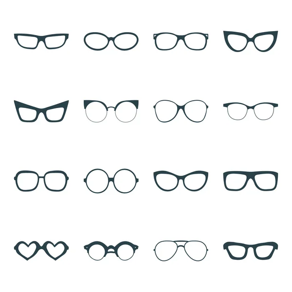 Conjunto de ícones de diferentes formas óculos de sol — Vetor de Stock
