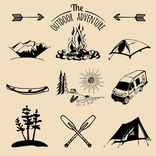 Set von Vintage-Camping-Logo — Stockvektor