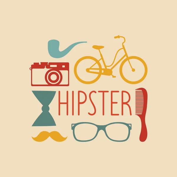 Elemen hipster dalam gaya datar - Stok Vektor