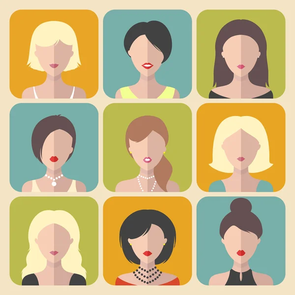 Conjunto de diferentes iconos de aplicaciones para mujeres — Archivo Imágenes Vectoriales