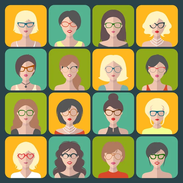 Set of different women app icons — Stock Vector