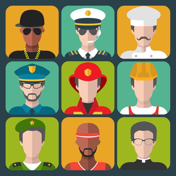 set of different professions man icons