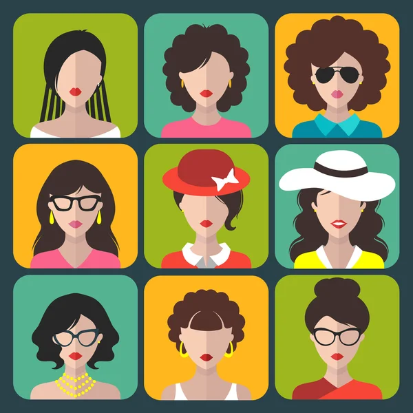 Conjunto de mujeres diferentes — Vector de stock