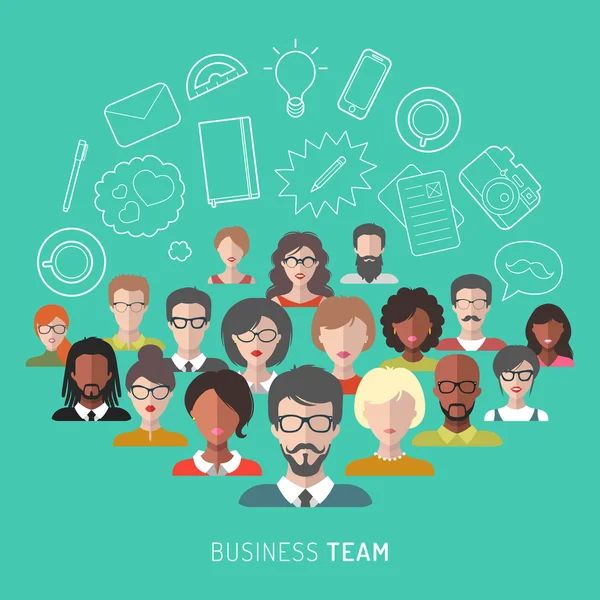 Business team management in flat style — Stock Vector