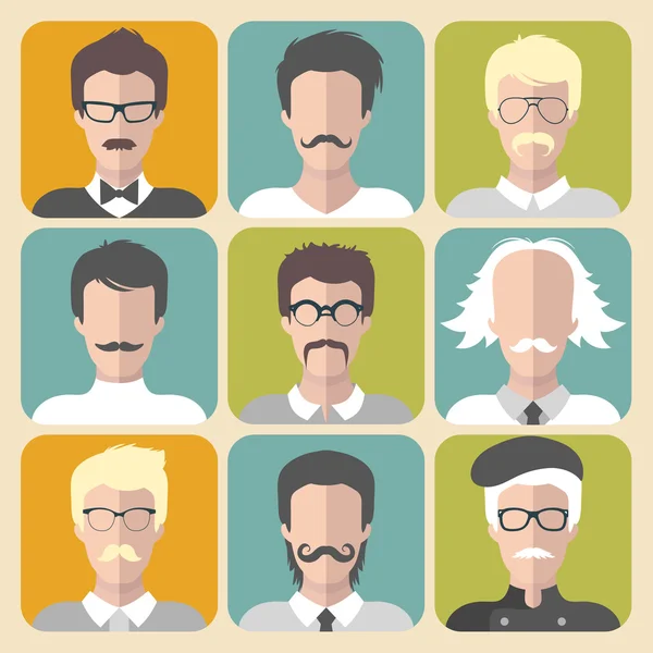 Ensemble de différents hommes avec barbe et moustache — Image vectorielle