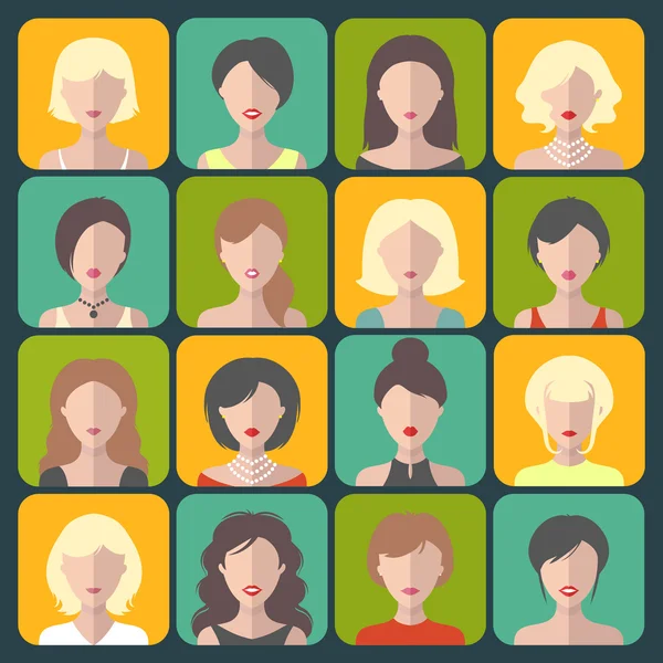 Conjunto de diferentes cortes de pelo mujeres — Vector de stock