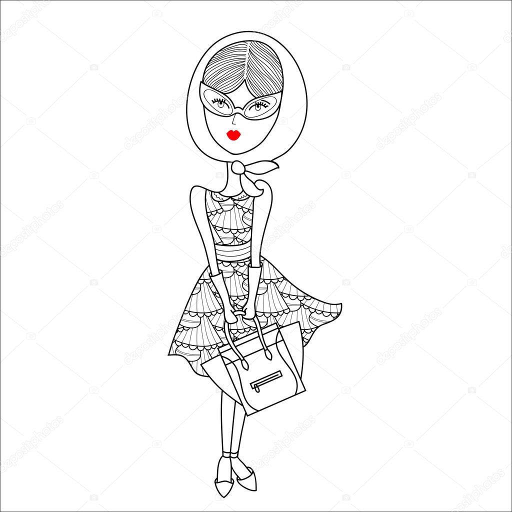 fashion illustration of a beautiful girl