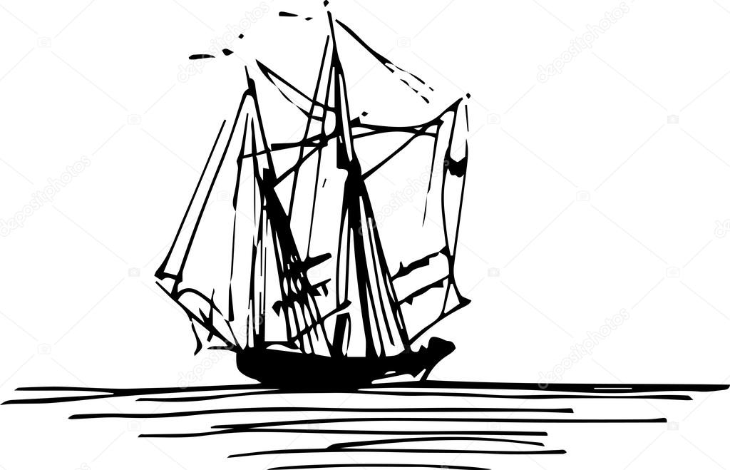 Sailing galleon ship in the ocean