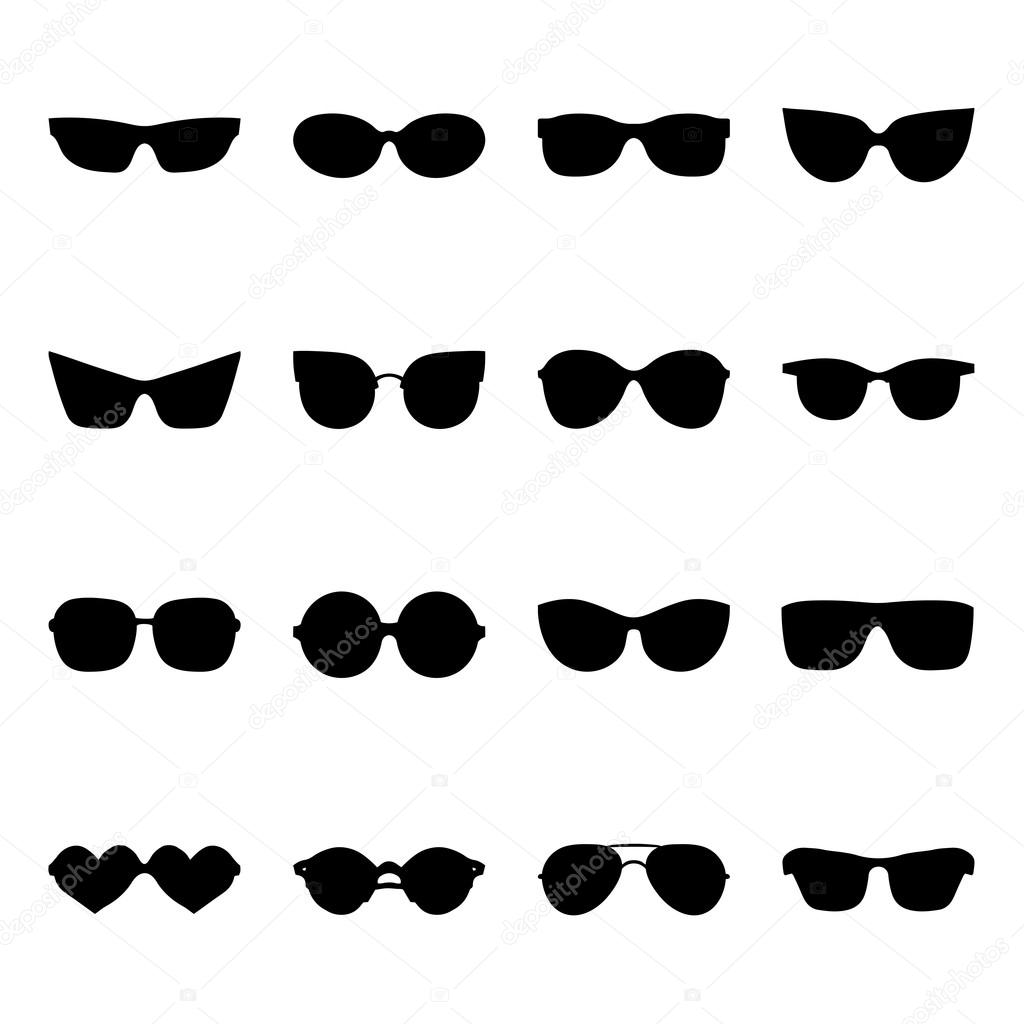 set of icons of different shapes sunglasses