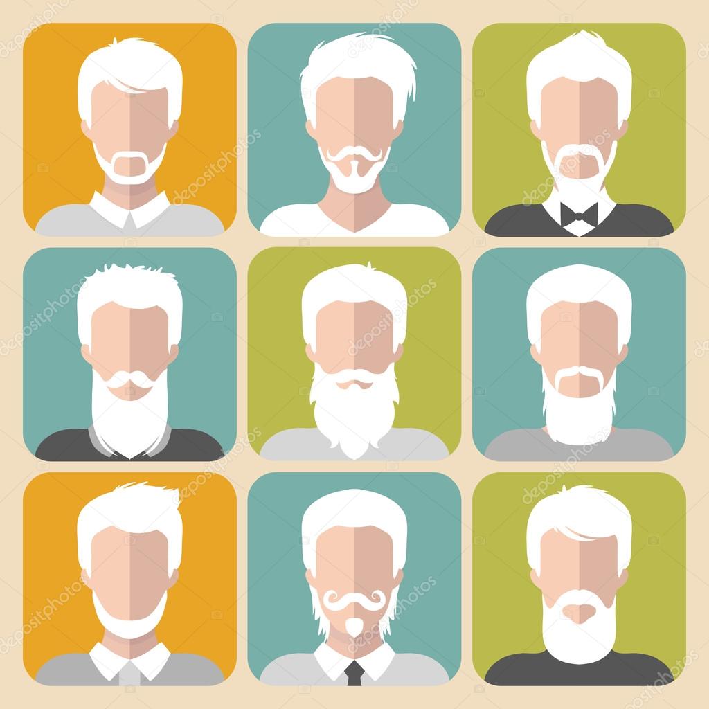set of different man with gray hair