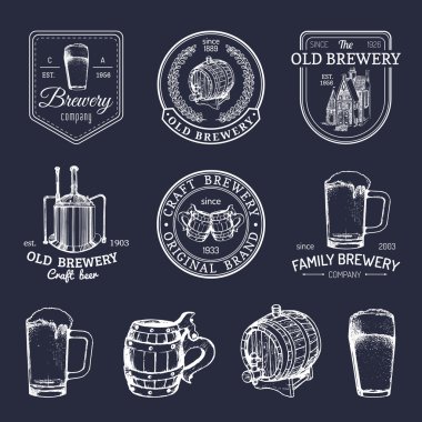 Retro Logotype toplama bira elemanları ile