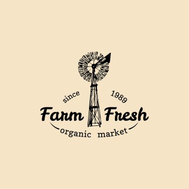 Retro çiftlik taze logo.