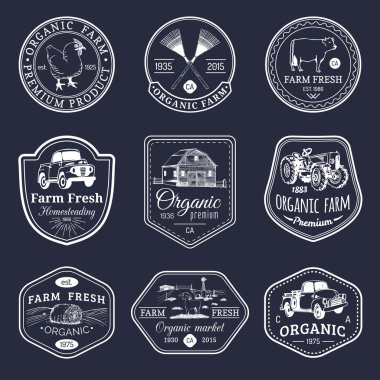 çiftlik taze Logotype Retro kümesi.