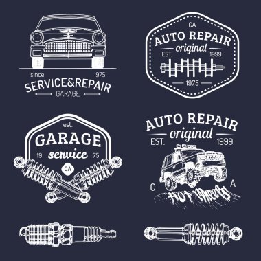 vintage garaj logo kümesi.
