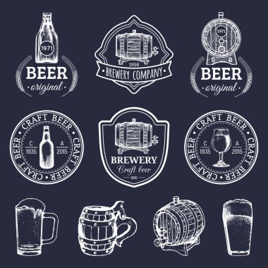 vintage bira öğeleri kümesi.