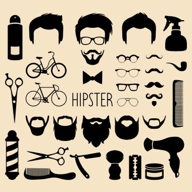Oluşturucu ile farklı erkekler hipster giysi büyük vektör kümesi