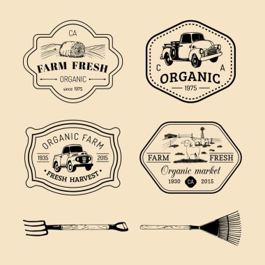 çiftlik taze Logotype Retro kümesi.
