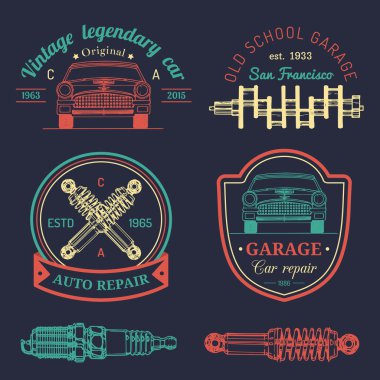 vintage garaj logo kümesi.