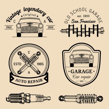 vintage garaj logo kümesi.
