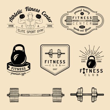 Fitness Spor salonu öğeleri kümesi.