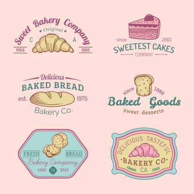 vintage ekmek logo kümesi