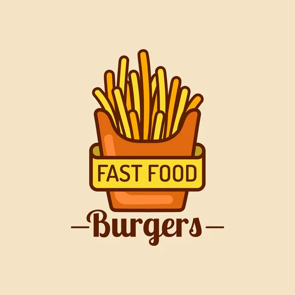 Logotipo de comida rápida con papas fritas . — Vector de stock