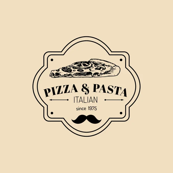 Vintage hipster italian food logo. — Stock Vector
