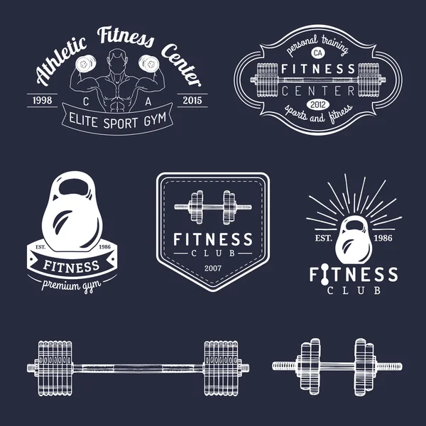 Fitness gimnasio elementos conjunto . — Vector de stock