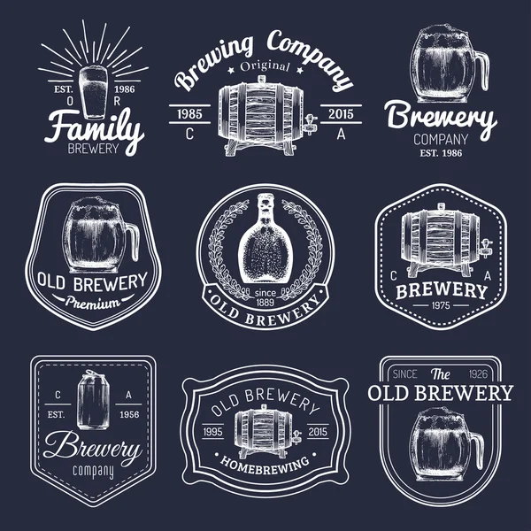 Conjunto de logotipo de la cervecería vintage . — Vector de stock