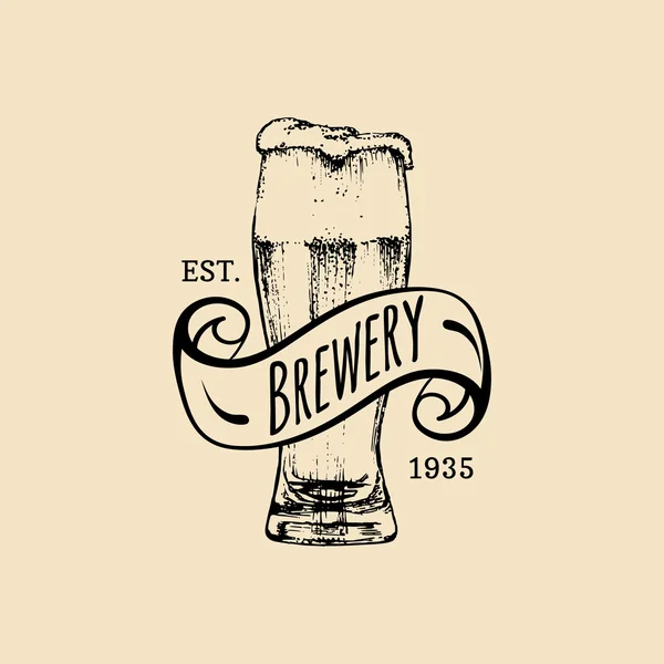 Logotype rétro avec bière . — Image vectorielle