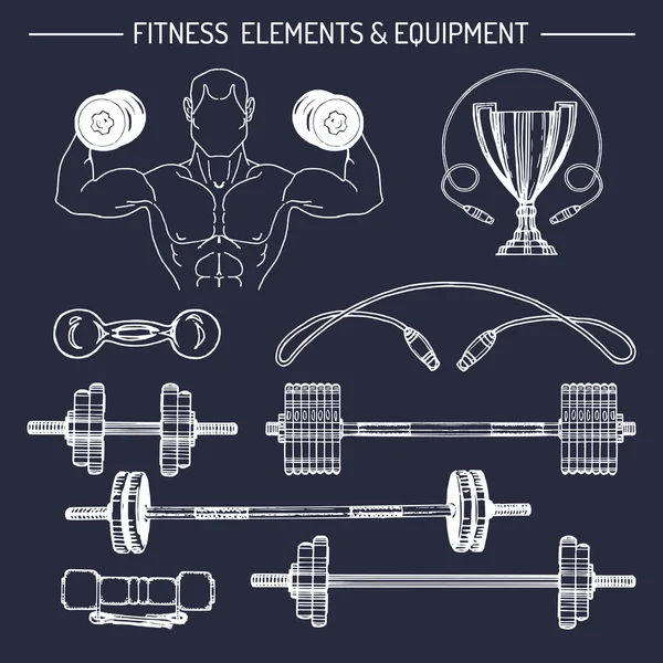 Set of fitness equipments — ストックベクタ
