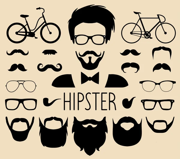 Hipster y elementos de peluquería — Vector de stock