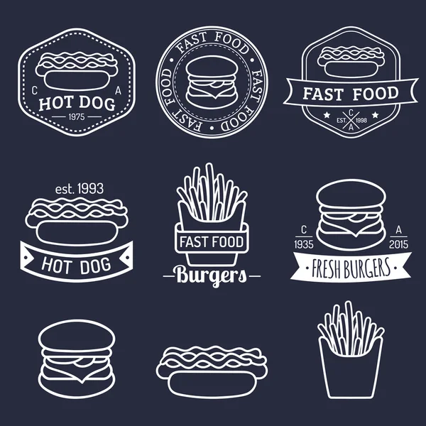 Vintage fast food logo set. — Stock Vector