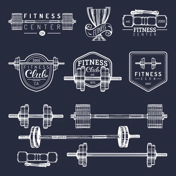 Fitness gym elements set. — Stock Vector