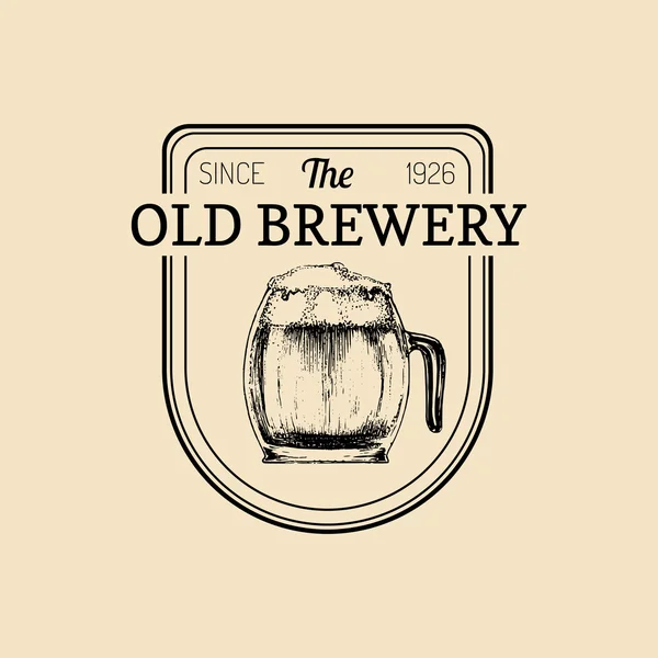 Logotipo retro con cerveza . — Vector de stock