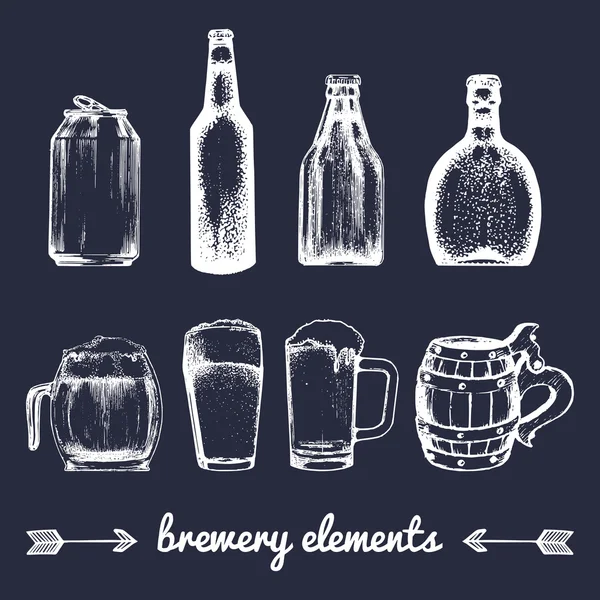 Retro collectie met bier elementen. — Stockvector
