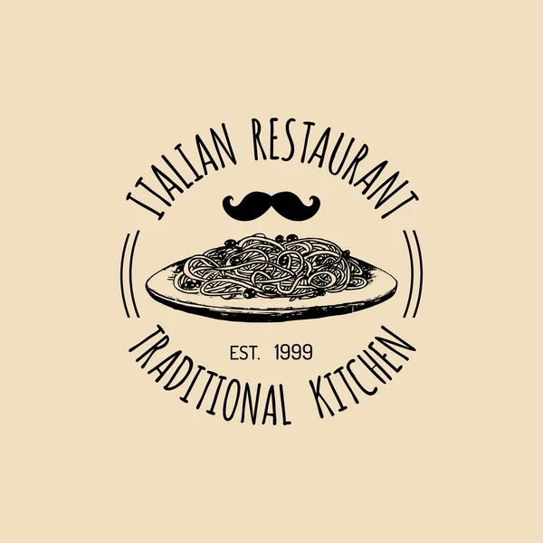 Vintage hipster ιταλικό φαγητό λογότυπο. — Διανυσματικό Αρχείο